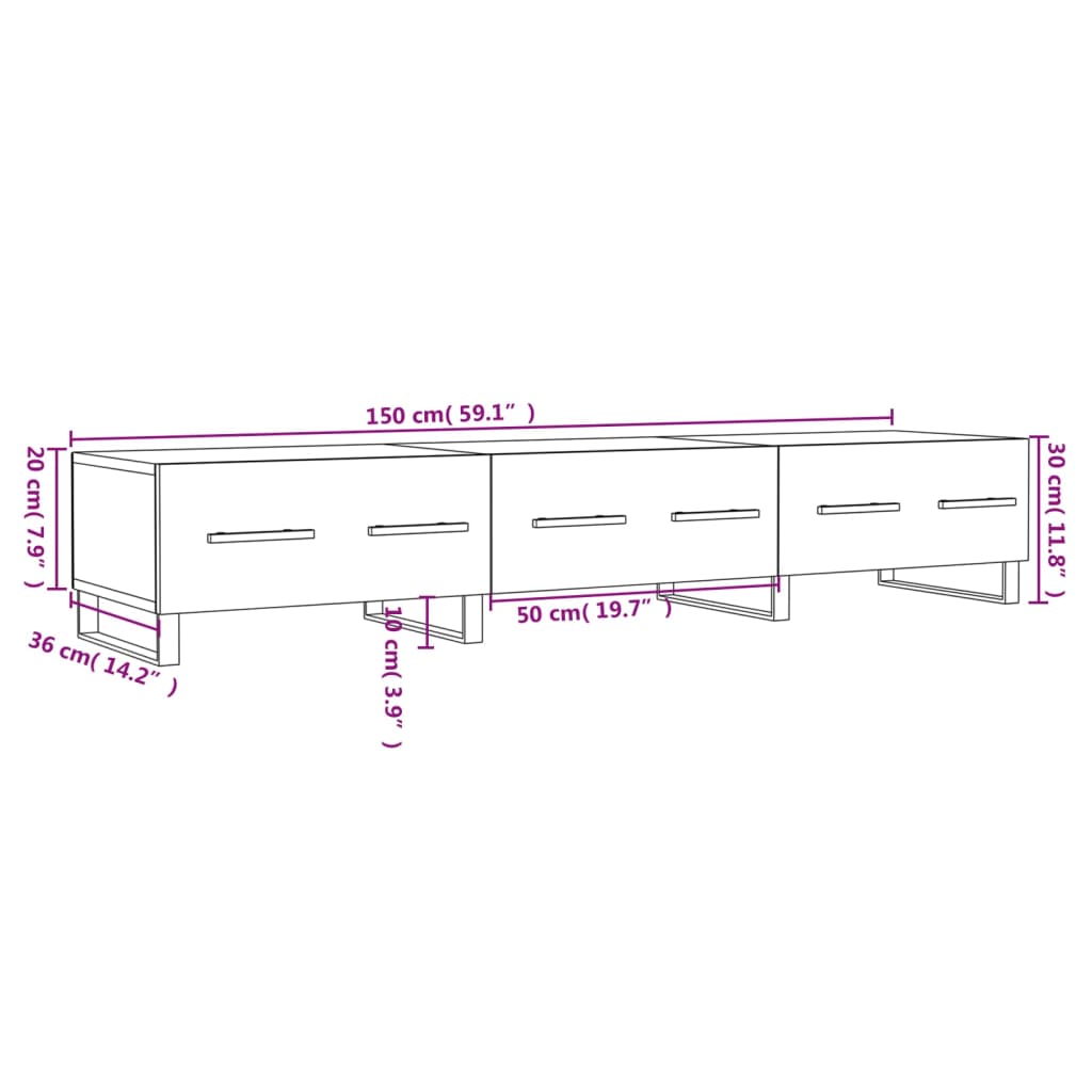 vidaXL TV-Schrank Sonoma-Eiche 150x36x30 cm Holzwerkstoff