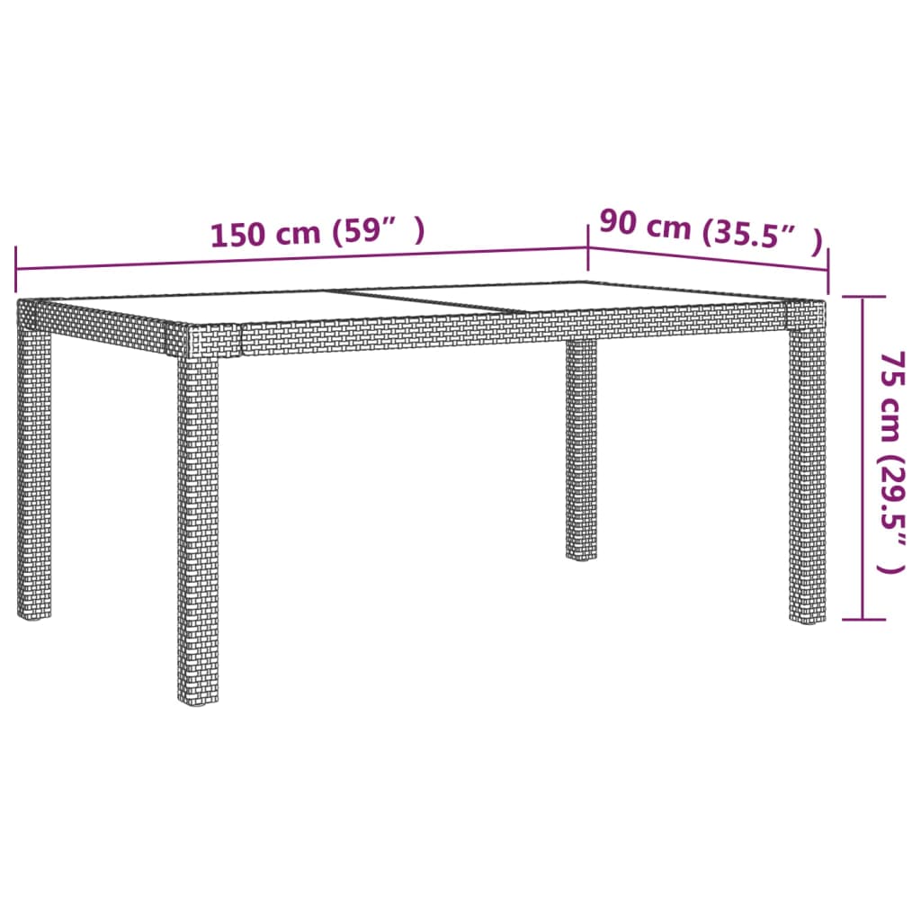 vidaXL 7-tlg. Garten-Essgruppe mit Kissen Poly Rattan Grau