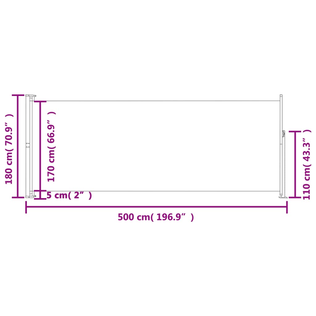 vidaXL Seitenmarkise Ausziehbar 180x500 cm Grau