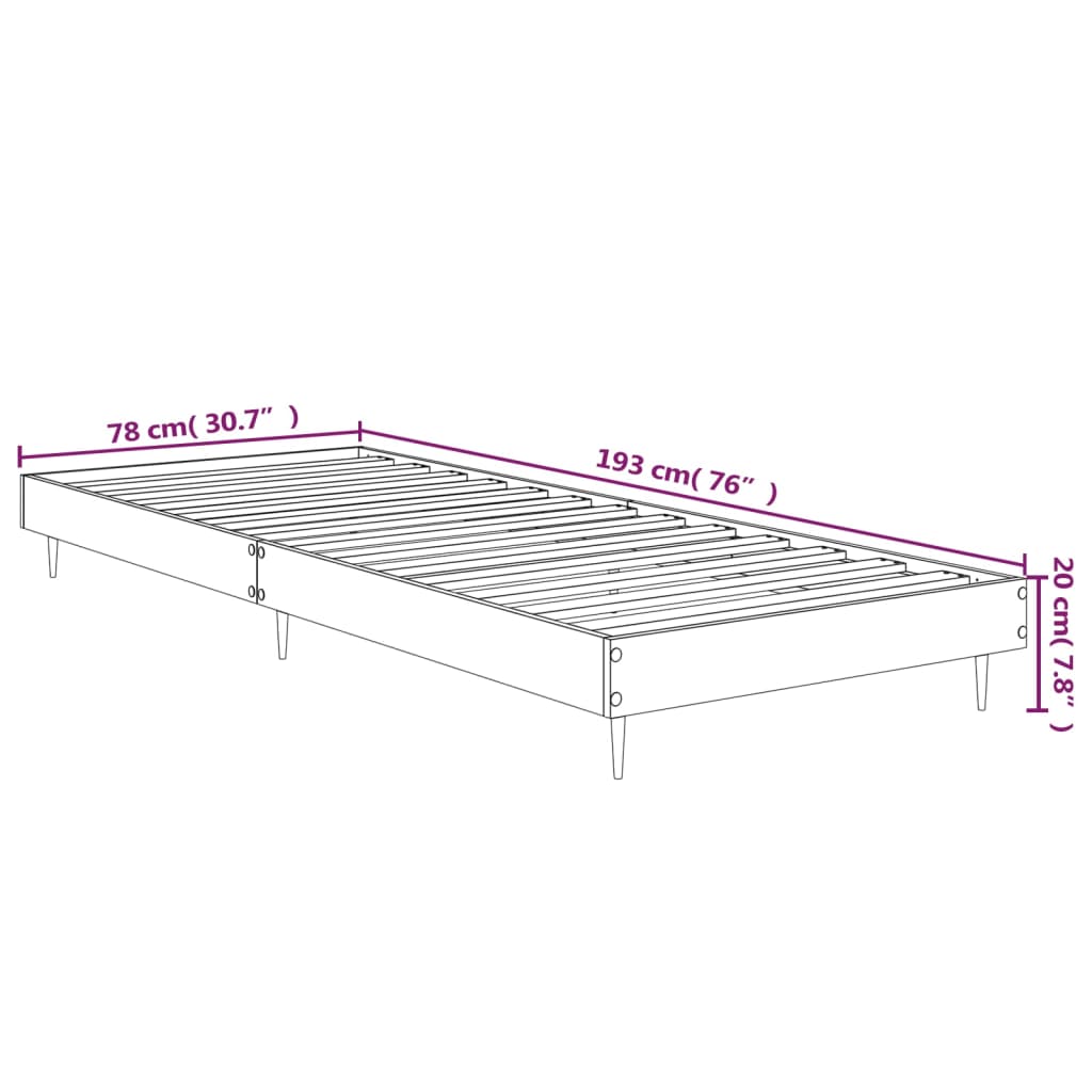 vidaXL Bettgestell ohne Matratze Braun Eiche 75x190 cm Holzwerkstoff