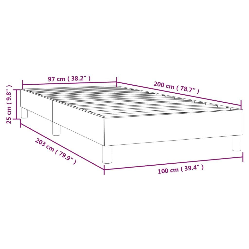 vidaXL Bettgestell ohne Matratze Dunkelbraun 100x200 cm Stoff