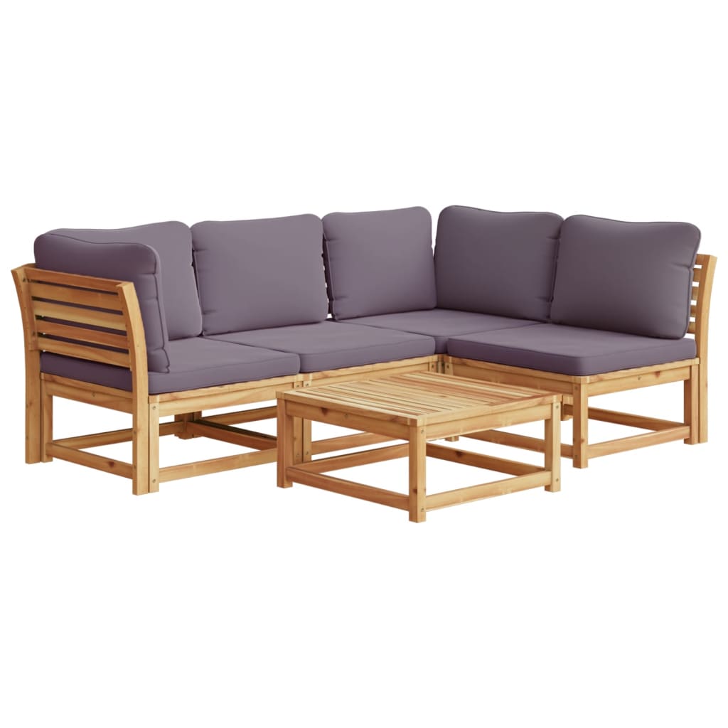 vidaXL 5-tlg. Garten-Lounge-Set mit Kissen Massivholz Akazie