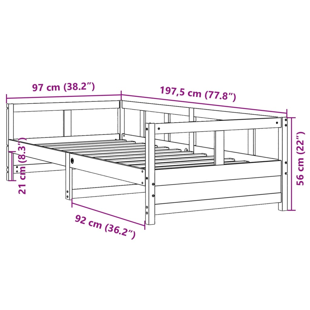 vidaXL Tagesbett mit Matratze Wachsbraun 90x190 cm Massivholz Kiefer