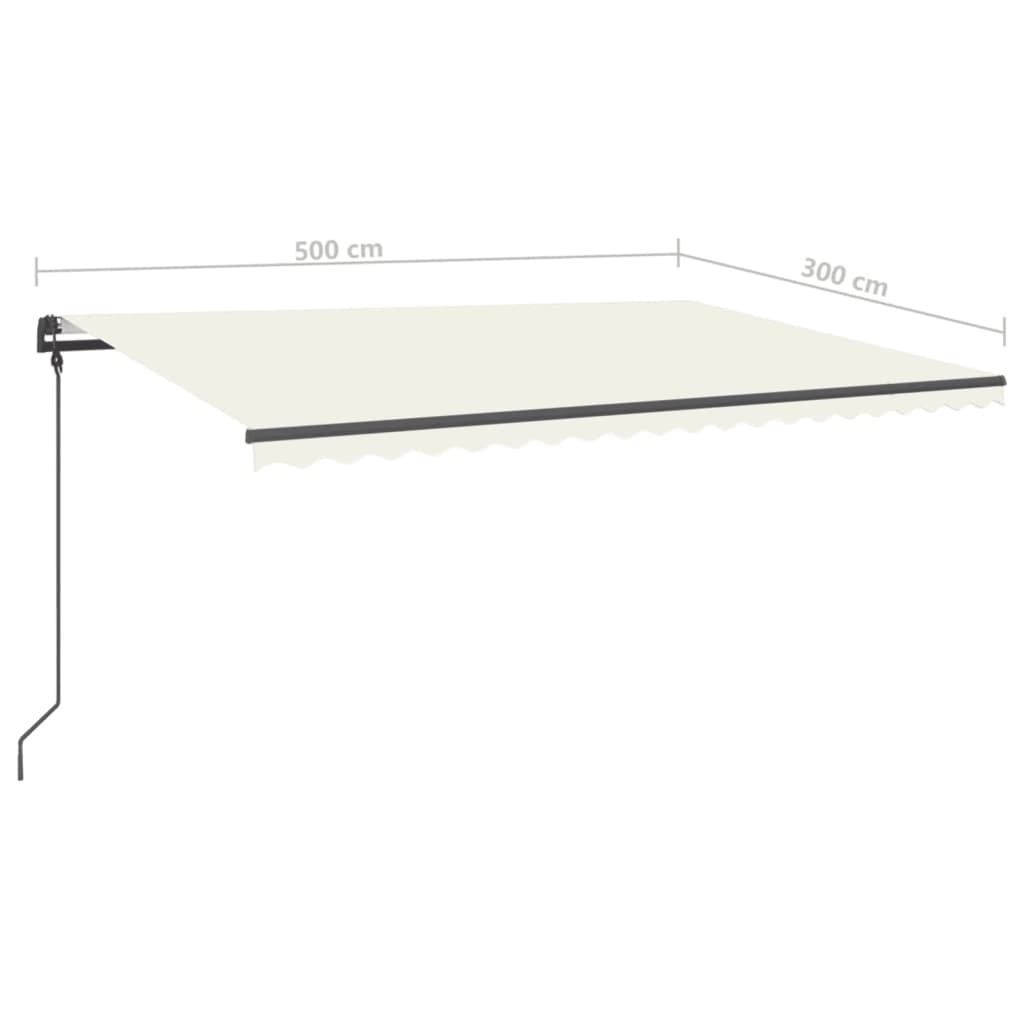 vidaXL Markise Manuell Einziehbar mit LED 5x3 m Creme