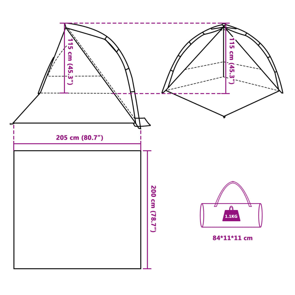 vidaXL Strandzelt Seegrün Quick Release Wasserdicht