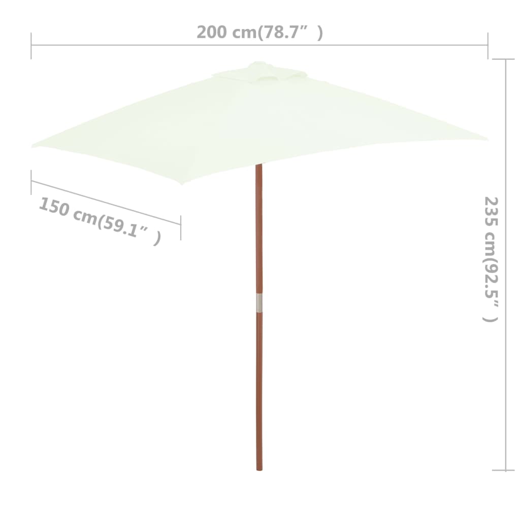 vidaXL Sonnenschirm mit Holzmast 150 x 200 cm Sandfarben