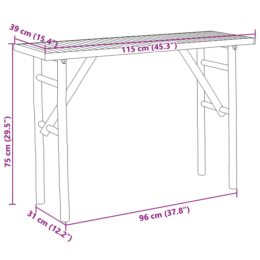 vidaXL Konsolentisch 115x39x75 cm Bambus