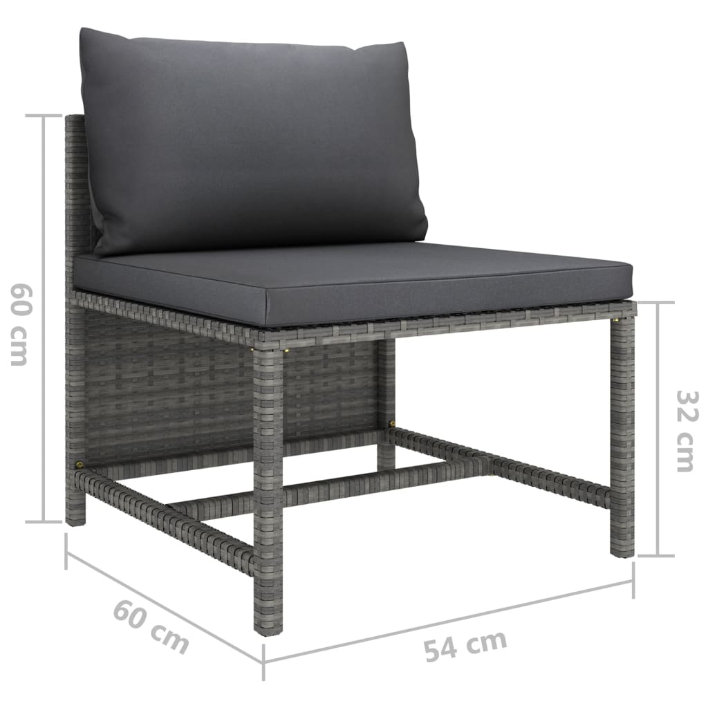 vidaXL 3-tlg. Garten-Lounge-Set mit Kissen Poly Rattan Grau