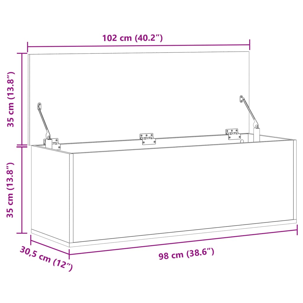 vidaXL Truhe Grau Sonoma 102x35x35 cm Holzwerkstoff