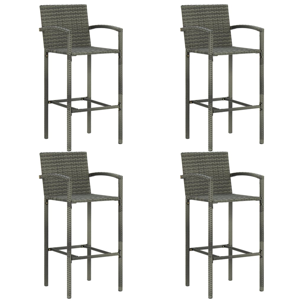 vidaXL 5-tlg. Gartenbar-Set Poly Rattan Grau