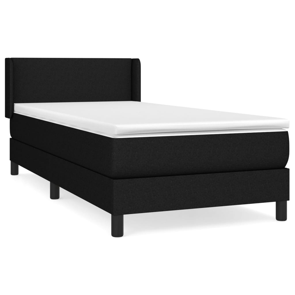 vidaXL Boxspringbett mit Matratze Schwarz 90x190 cm Stoff