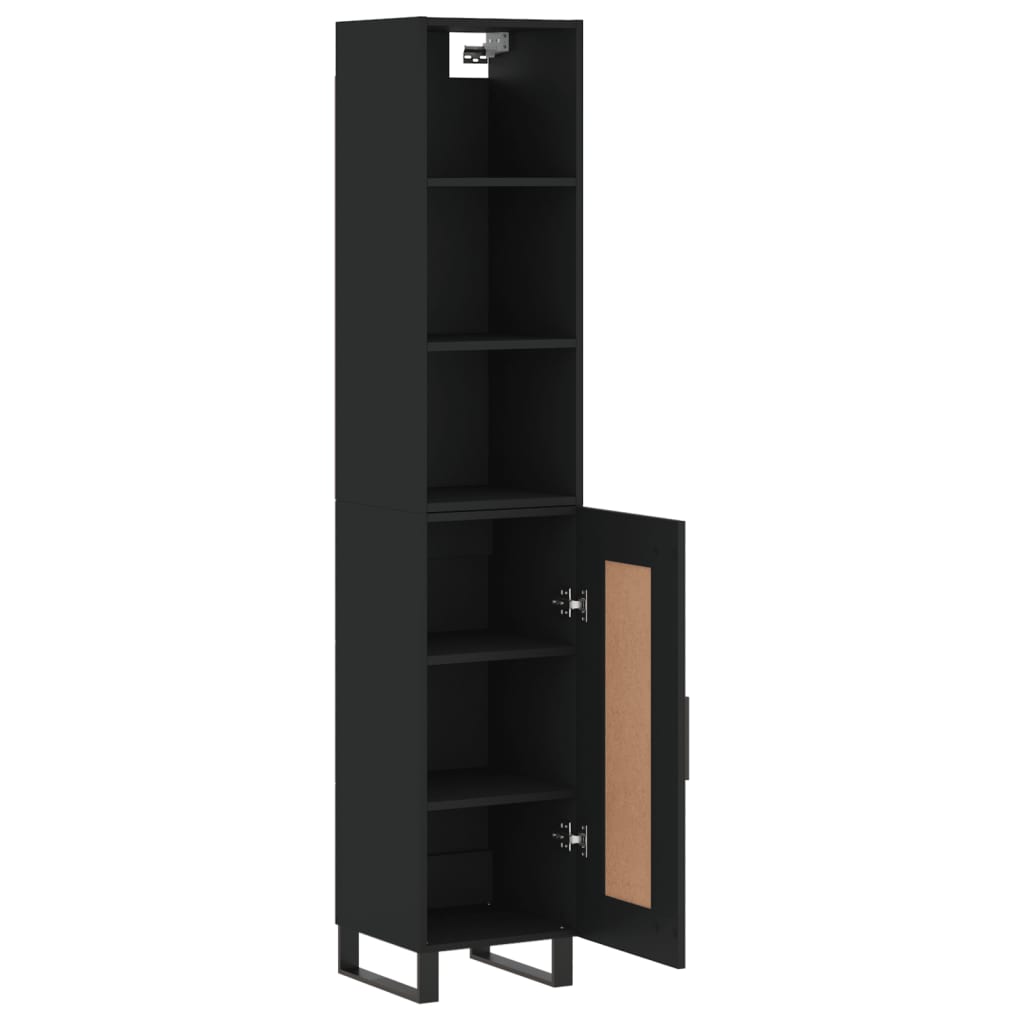 vidaXL Highboard Schwarz 34,5x34x180 cm Holzwerkstoff