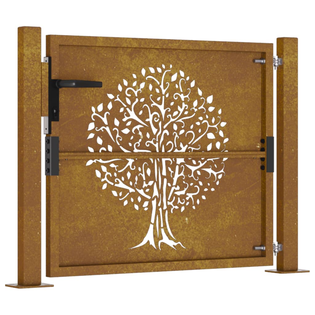 vidaXL Gartentor 105x105 cm Cortenstahl Baum-Design