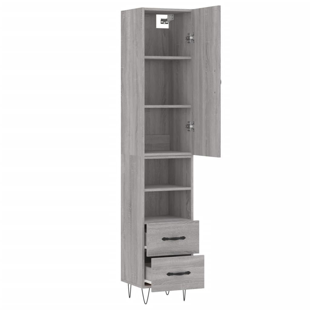 vidaXL Highboard Grau Sonoma 34,5x34x180 cm Holzwerkstoff