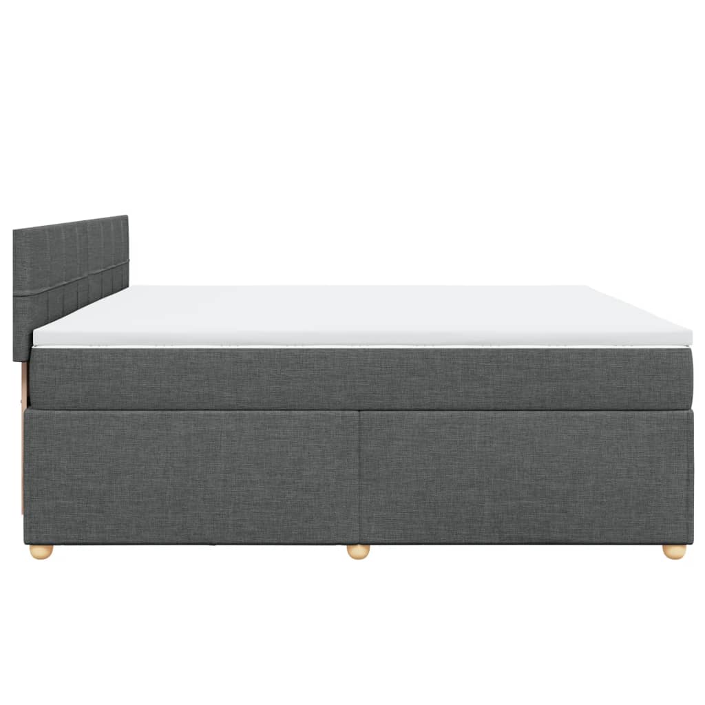 vidaXL Boxspringbett mit Matratze Dunkelgrau 200x200 cm Stoff