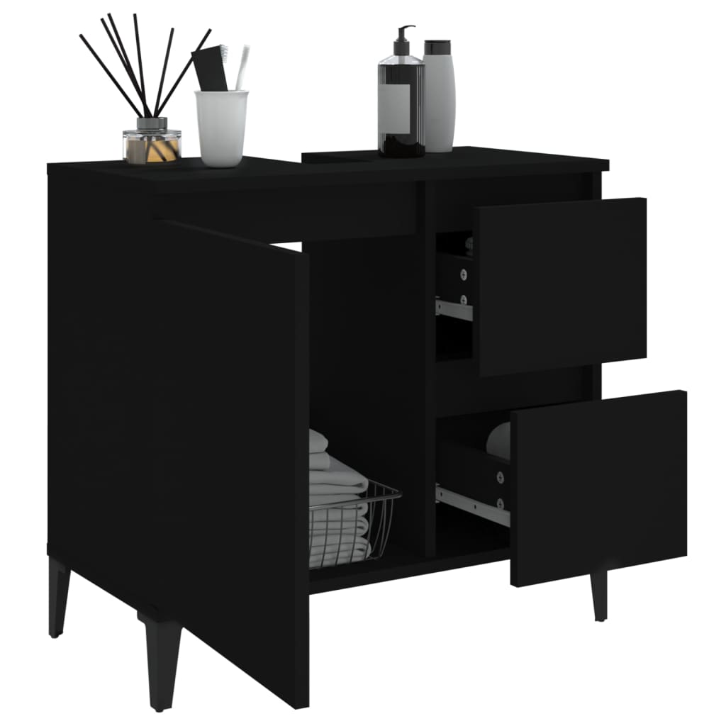 vidaXL Badschrank Schwarz 65x33x60 cm Holzwerkstoff