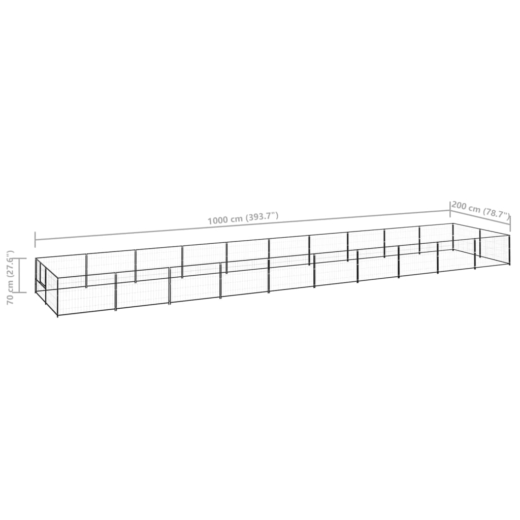 vidaXL Hundezwinger Schwarz 20 m² Stahl