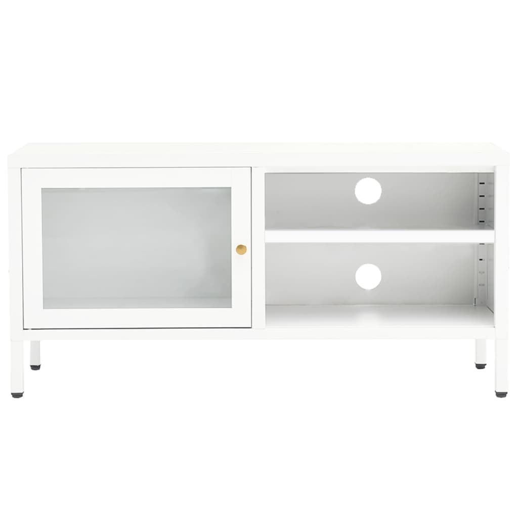 vidaXL TV-Schrank Weiß 90x30x44 cm Stahl und Glas