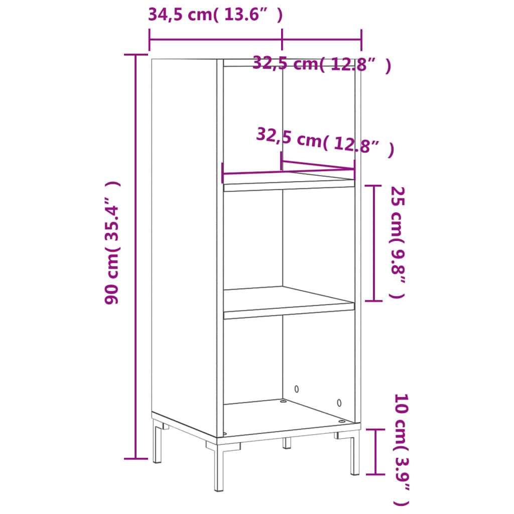 vidaXL Sideboard Weiß 34,5x32,5x90 cm Holzwerkstoff