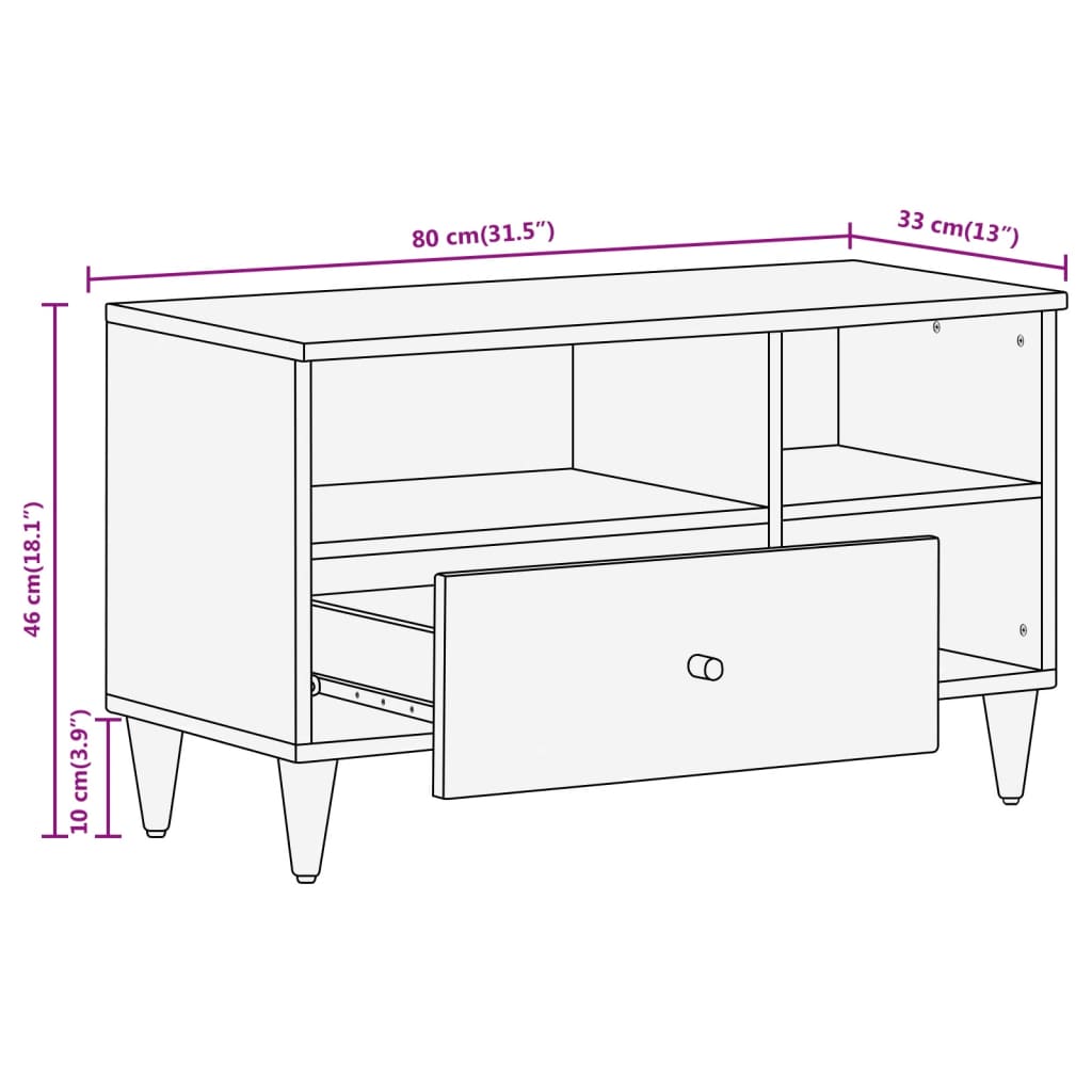 vidaXL TV-Schrank 80x33x46 cm Massivholz Mango