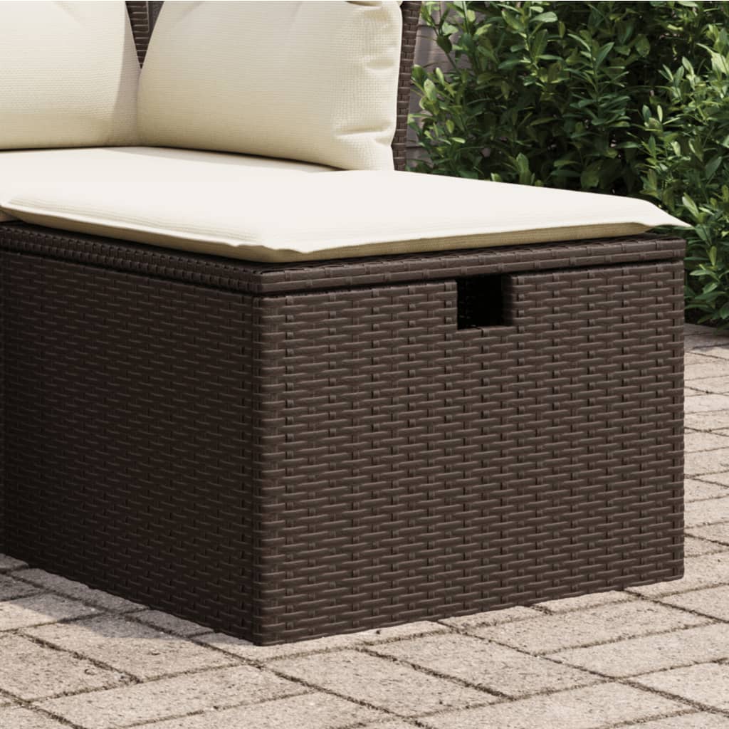 vidaXL Gartenhocker mit Kissen Braun 55x55x37 cm Poly Rattan