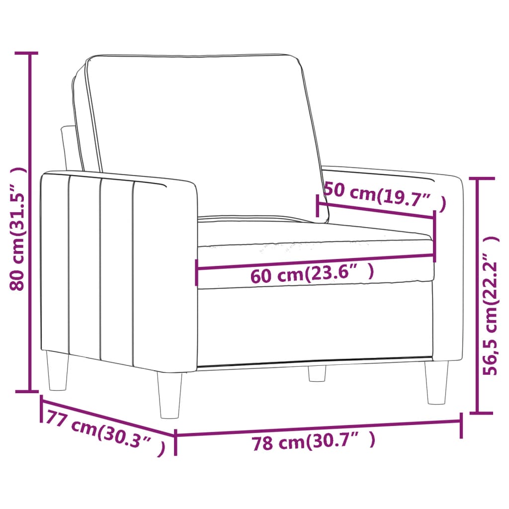 vidaXL Sessel Weinrot 60 cm Samt