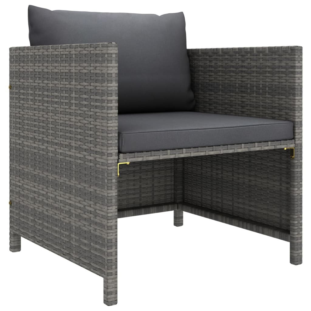 vidaXL 8-tlg. Garten-Lounge-Set mit Kissen Poly Rattan Grau