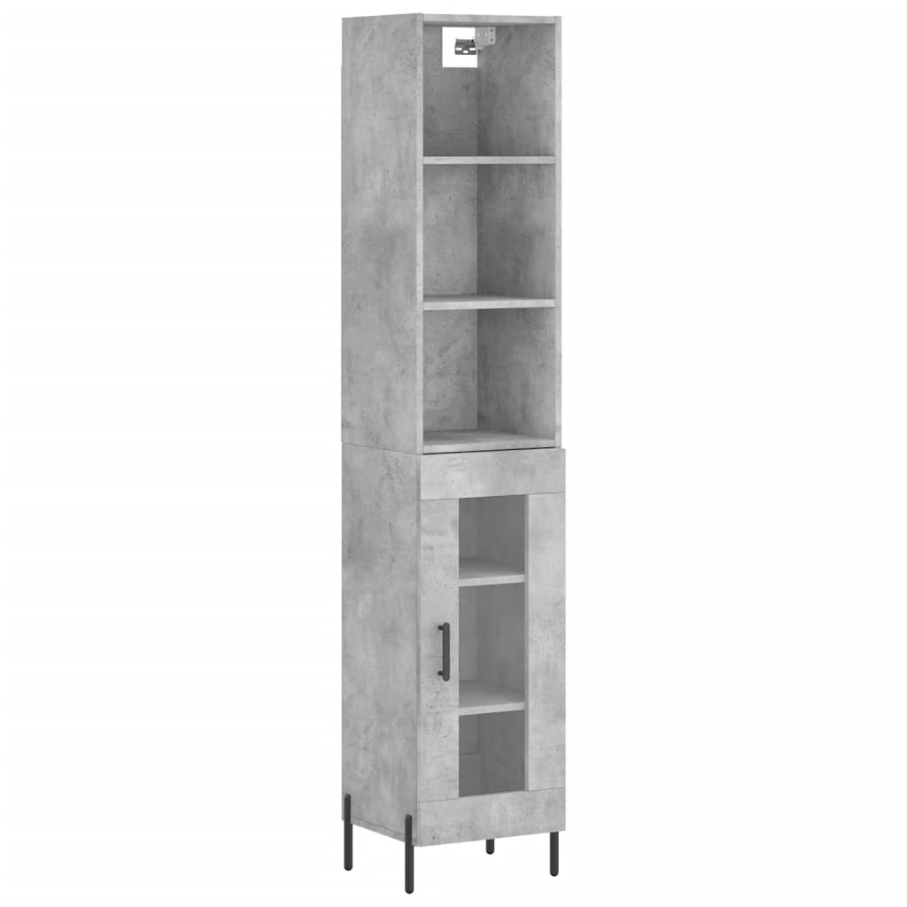 vidaXL Highboard Betongrau 34,5x34x180 cm Holzwerkstoff