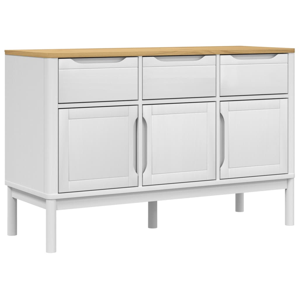 vidaXL Sideboard FLORO Weiß 114x43x74 cm Massivholz Kiefer