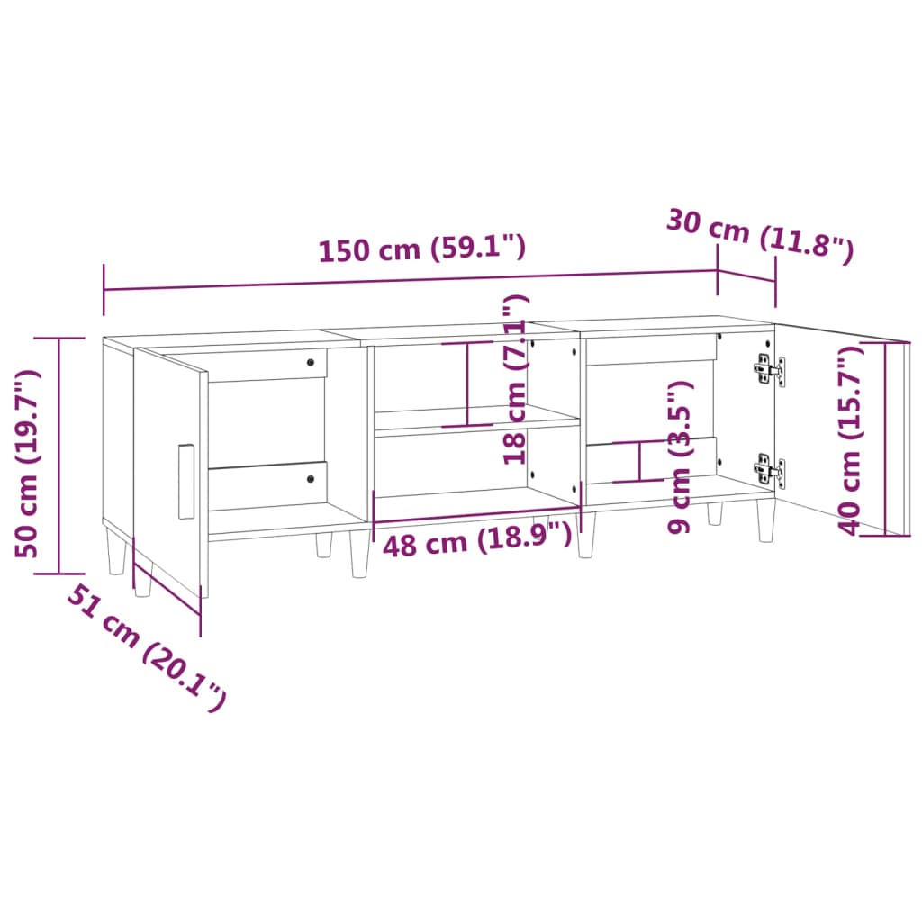 vidaXL TV-Schrank Betongrau 150x30x50 cm Holzwerkstoff