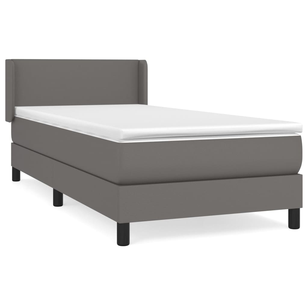 vidaXL Boxspringbett mit Matratze Grau 90x190 cm Kunstleder