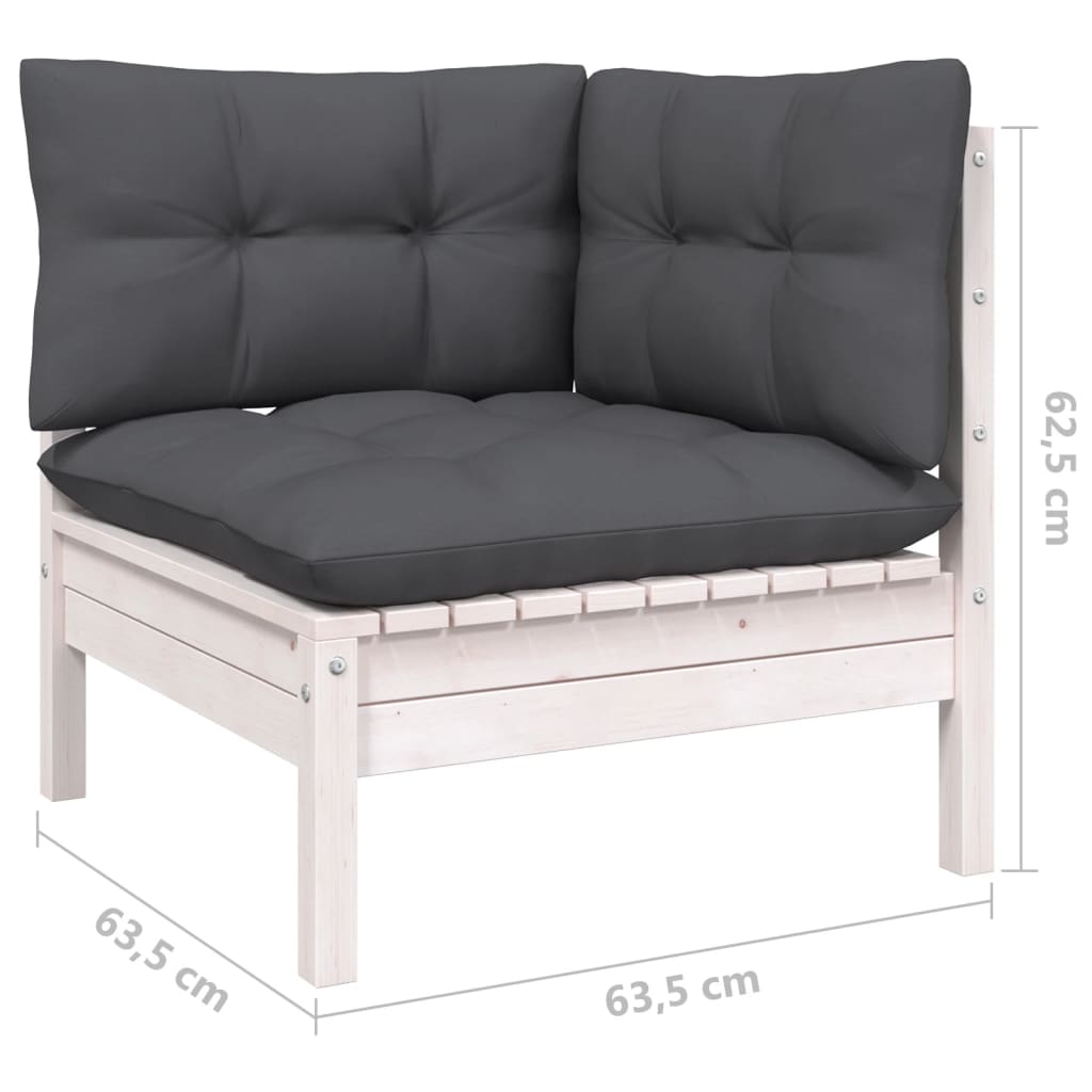 vidaXL 9-tlg. Garten-Lounge-Set mit Kissen Weiß Kiefer Massivholz