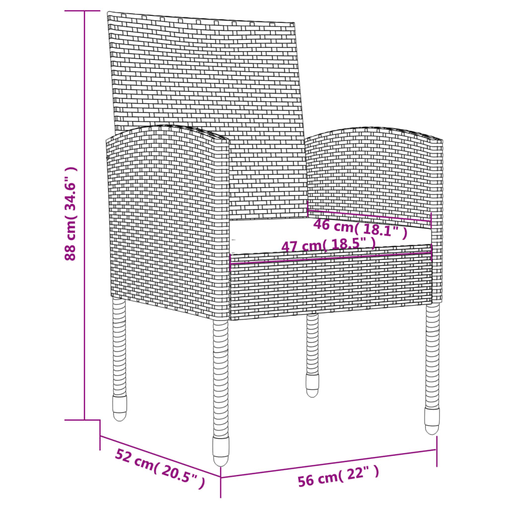 vidaXL 9-tlg. Garten-Essgruppe Schwarz Poly Rattan und Stahl