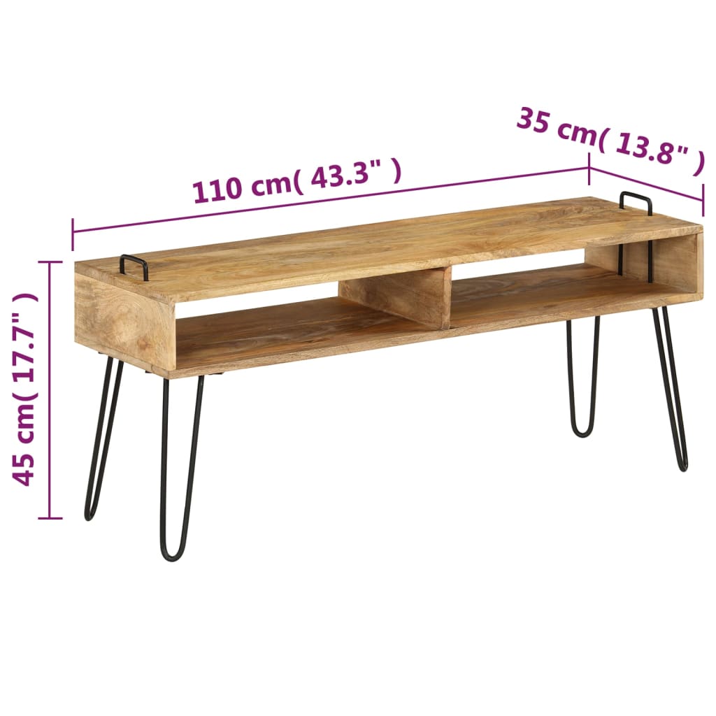 vidaXL TV-Tisch Massivholz Mango 110x35x45 cm