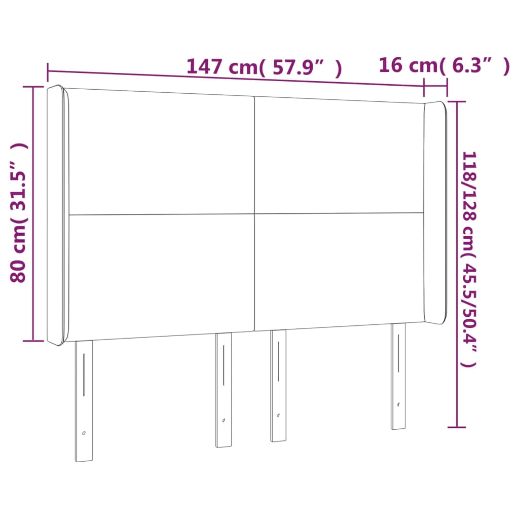 vidaXL Kopfteil mit Ohren Cappuccino-Braun 147x16x118/128cm Kunstleder