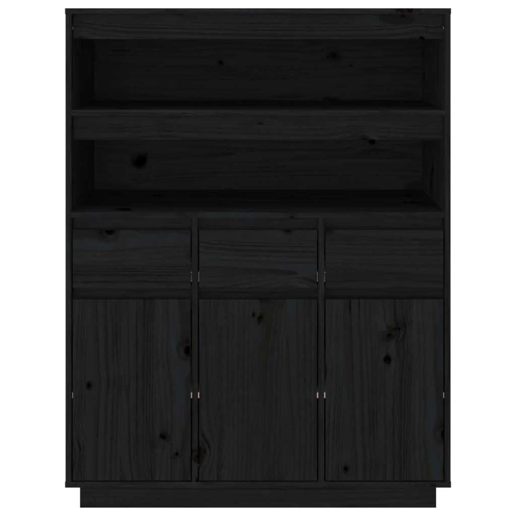 vidaXL Highboard Schwarz 89x40x116,5 cm Massivholz Kiefer