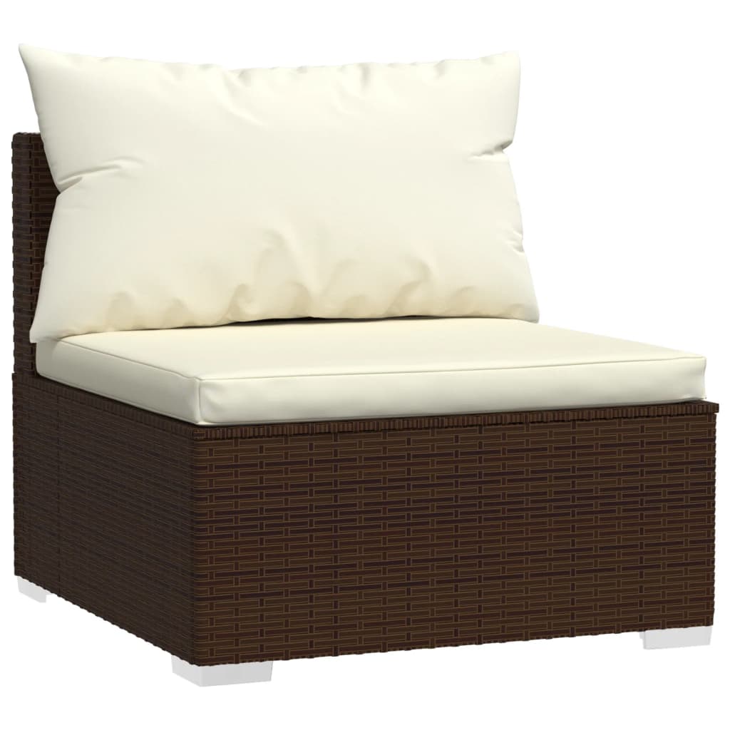 vidaXL 8-tlg. Garten-Lounge-Set mit Kissen Poly Rattan Braun