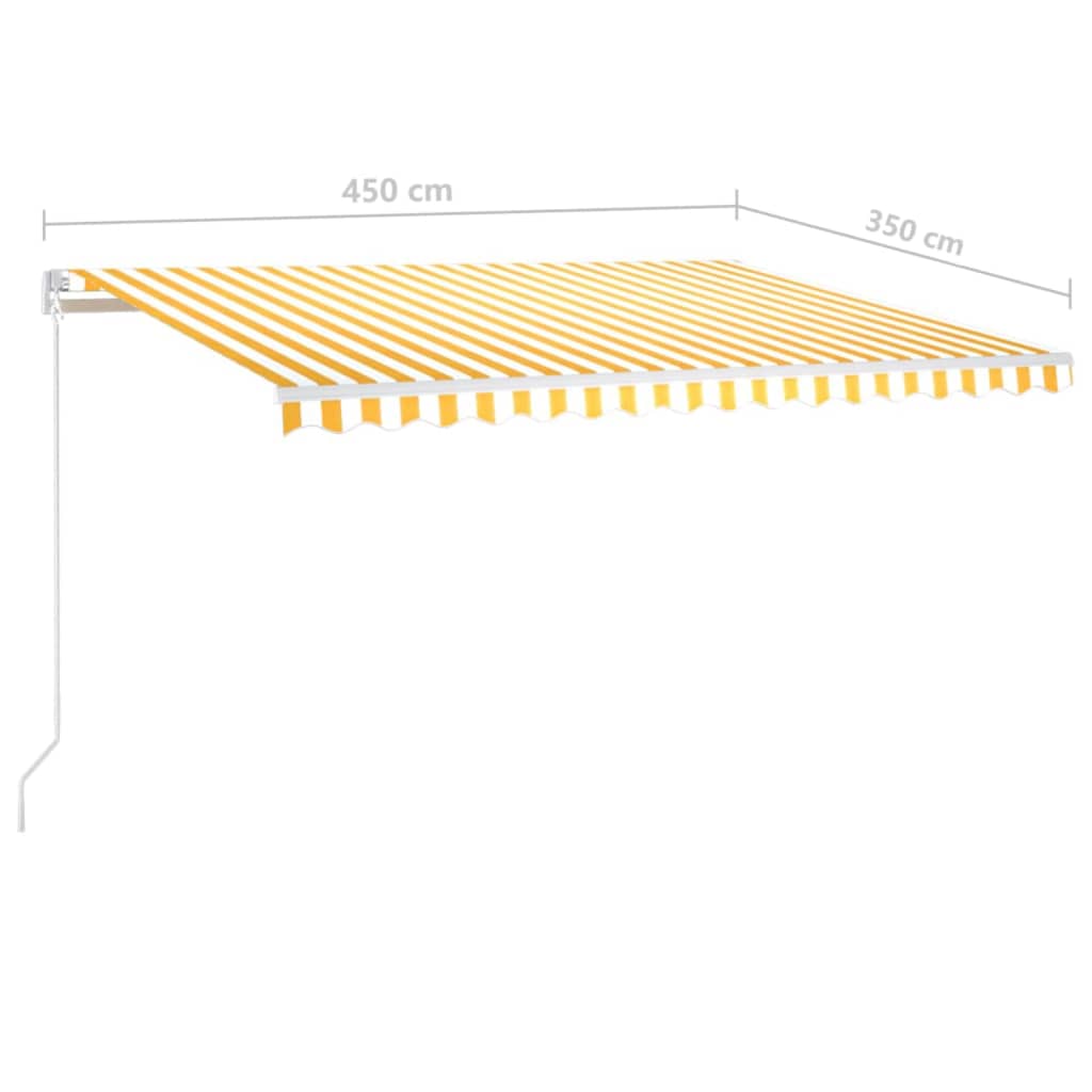 vidaXL Markise Manuell Einziehbar mit Pfosten 4,5x3,5 m Gelb & Weiß