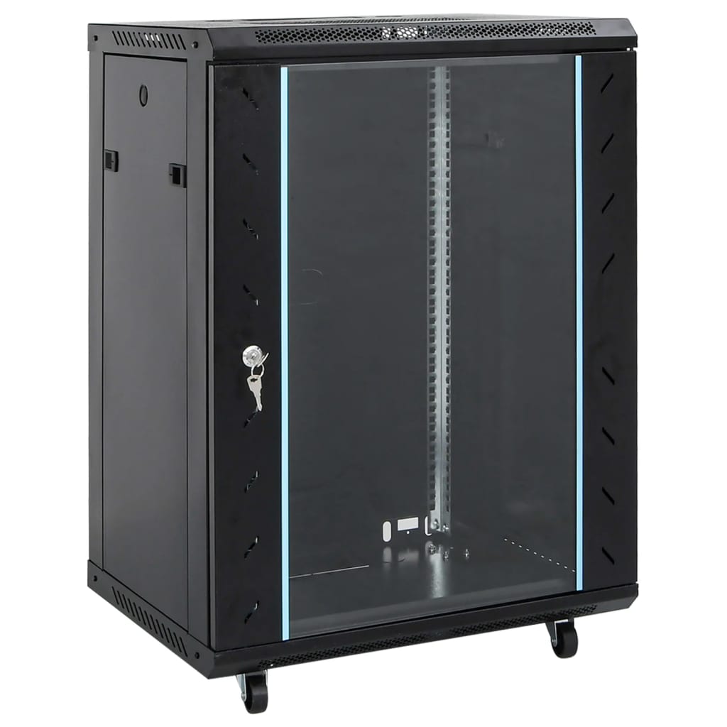 vidaXL 15U Netzwerkschrank 19" IP20 Schwarz 53x40x80 cm