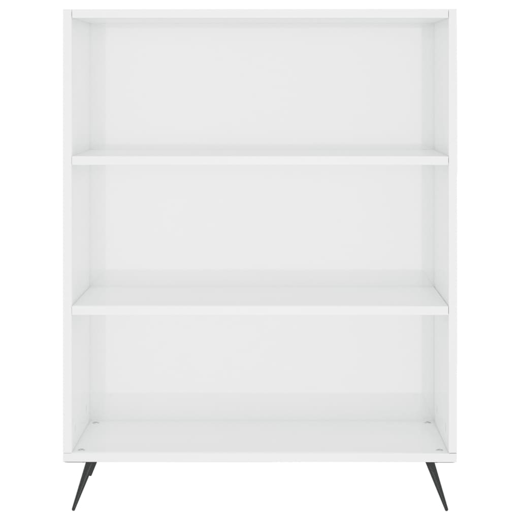 vidaXL Bücherregal Hochglanz-Weiß 69,5x32,5x90 cm Holzwerkstoff