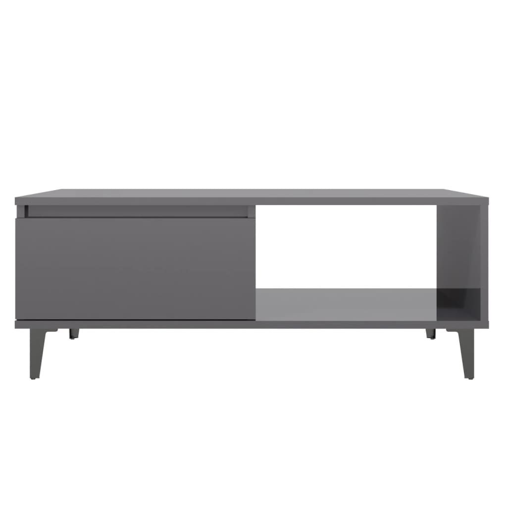 vidaXL Couchtisch Hochglanz-Grau 90x60x35 cm Holzwerkstoff