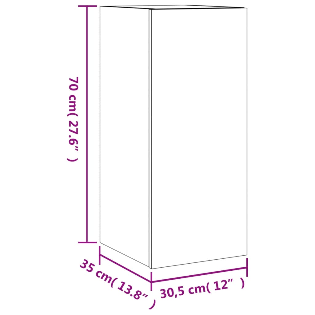 vidaXL TV-Wandschränke mit LED-Leuchten 2Stk. Grau Sonoma 30,5x35x70cm