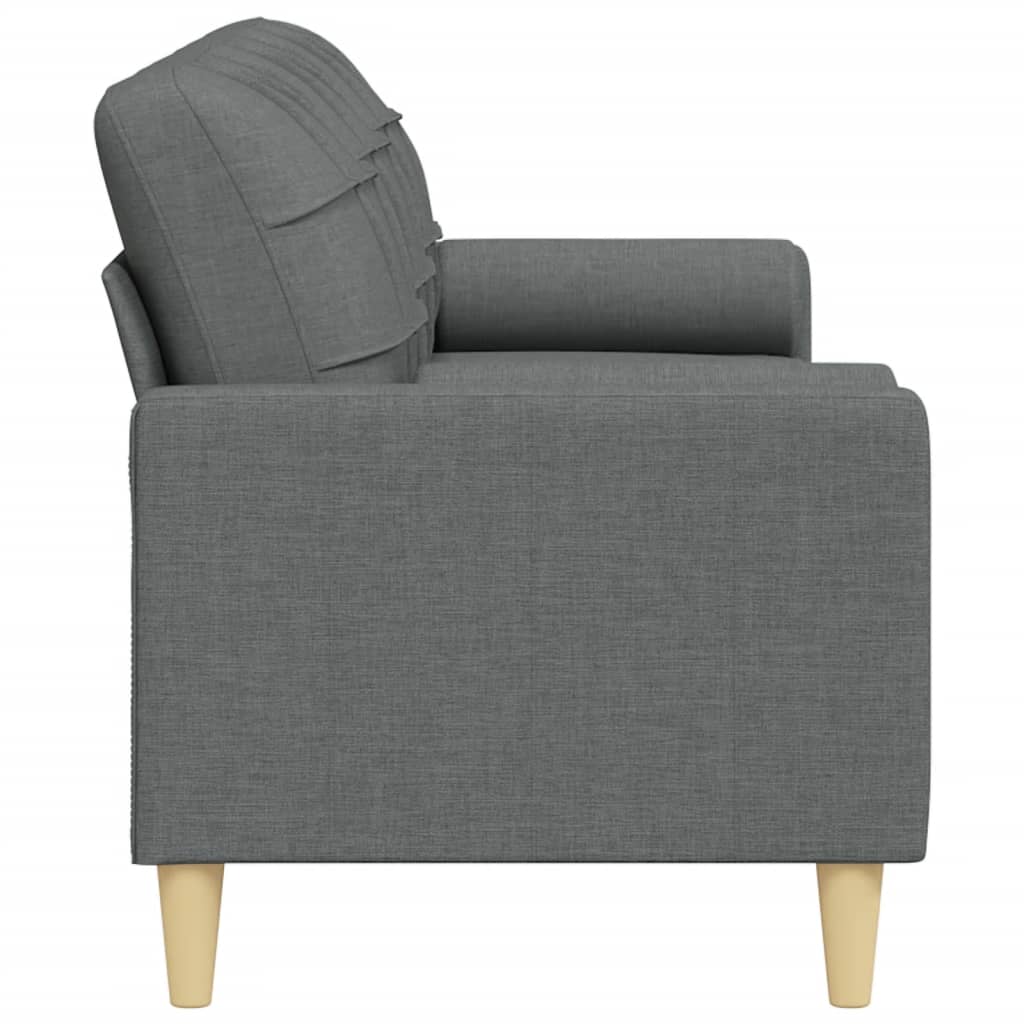 vidaXL Sofa 3-Sitzer mit Zierkissen Dunkelgrau 210 cm Stoff