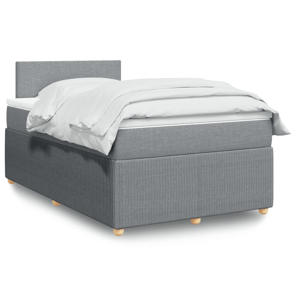 vidaXL Boxspringbett mit Matratze Hellgrau 120x190 cm Stoff