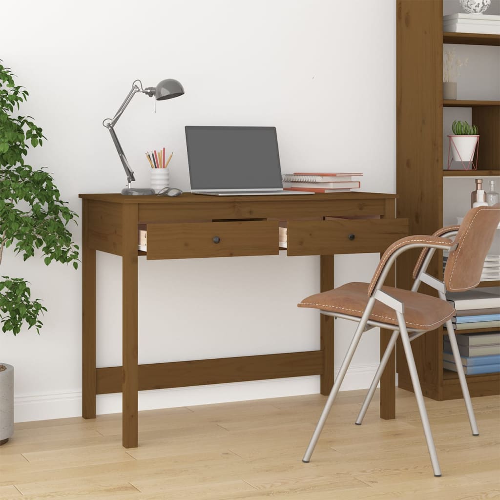 vidaXL Schreibtisch mit Schubladen Honigbraun 100x50x78 cm Massivholz