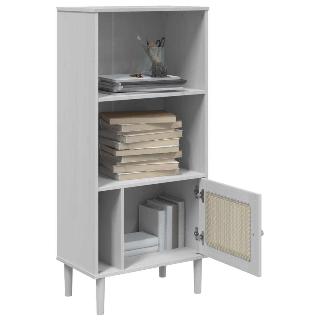 vidaXL Bücherschrank SENJA Rattan-Look Weiß 60x35x130 cm Kiefernholz