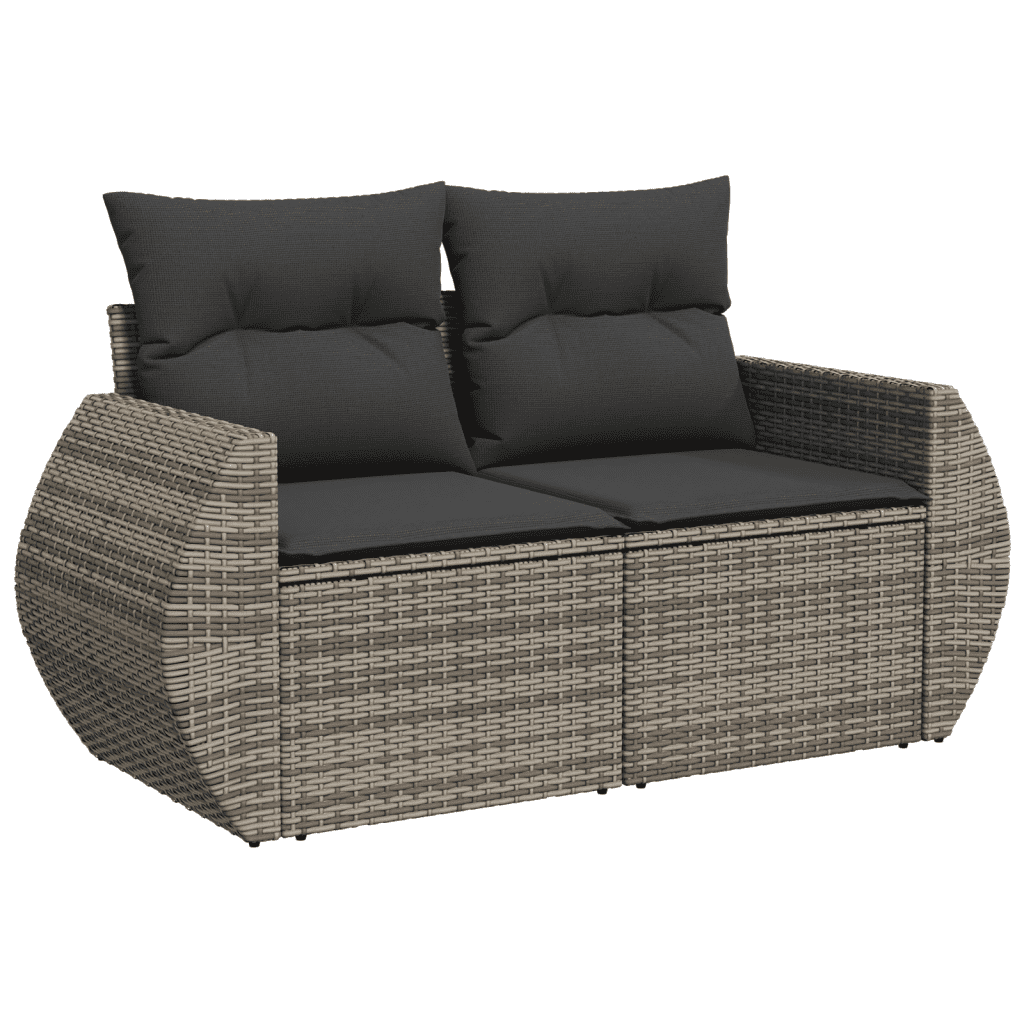 vidaXL 6-tlg. Garten-Sofagarnitur mit Kissen Grau Poly Rattan