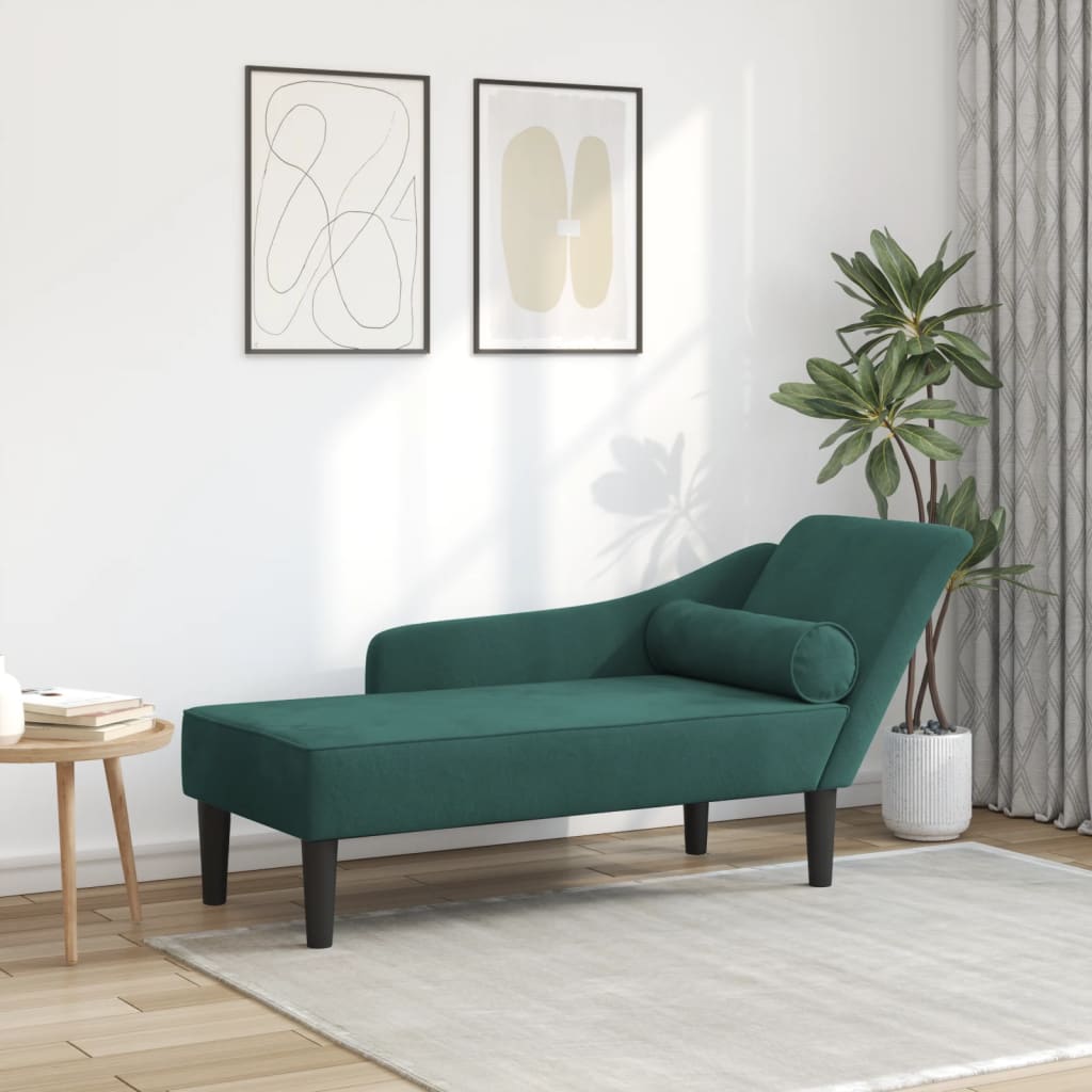 vidaXL Chaiselongue mit Kissen Dunkelgrün Samt