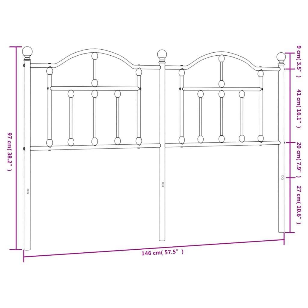 vidaXL Kopfteil Metall Weiß 140 cm