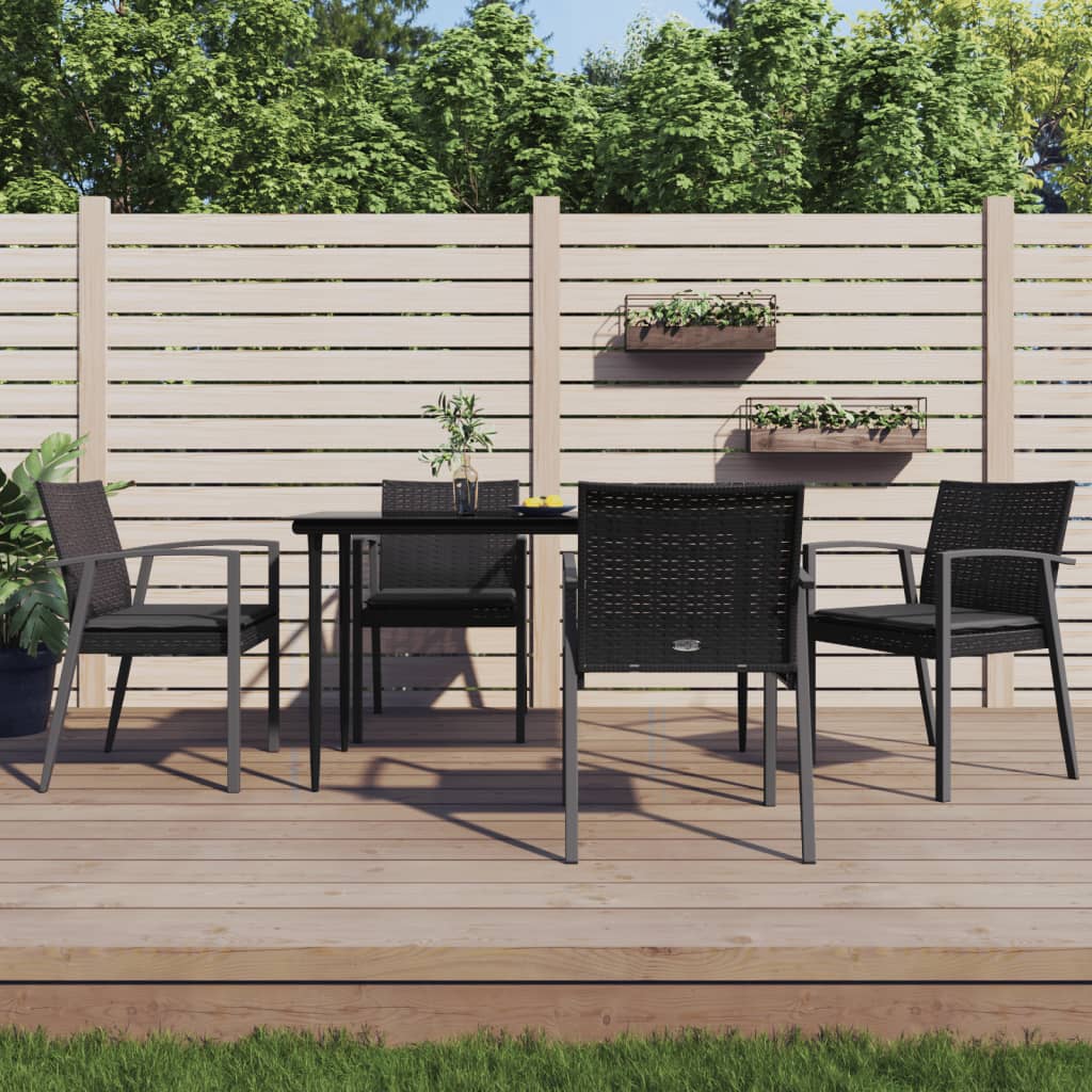 vidaXL Gartenstühle mit Kissen 4 Stk. Schwarz 56,5x57x83cm Poly Rattan